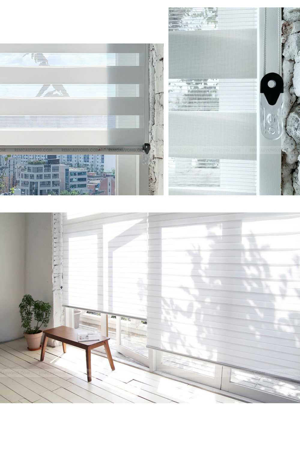 Rèm Cầu Vồng Hàn Quốc màu trắng